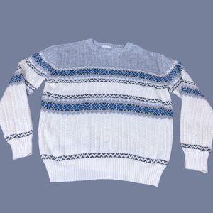 Vintage 80s Fair Isle Cable Knit Sweater Rob Winter MEDIUM